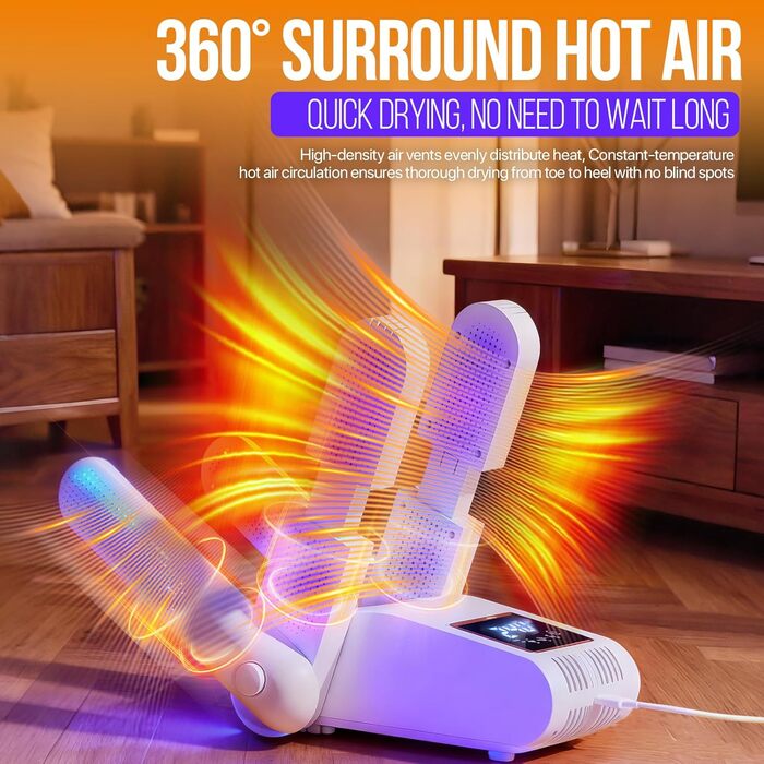 Електрична сушарка для взуття RoserRose 360° з гарячим повітрям та підтримкою температури 48°C для черевиків, лижних чобіт та кросівок