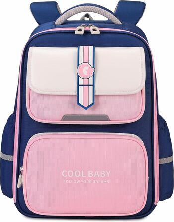 Шкільний рюкзак для дівчаток та хлопчиків, 1-4 клас, ергономічний, з нагрудним ременем, для дітей 6-10 років, з світловідбиваючими елементами (рожевий)