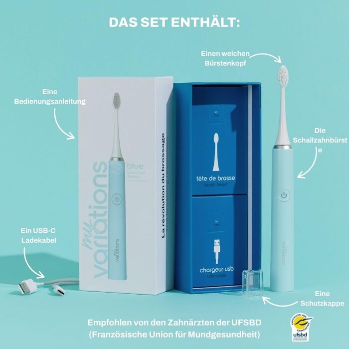 Електрична зубна щітка My Variations: акумуляторна, 5 режимів чищення, таймер 2 хв, чорний колір