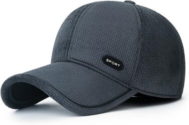 Чоловіча зимова кепка basecap з відкидними навушниками, унісекс, бейсболка з клапанами, повсякденний стиль, шапка для активного відпочинку (темно-сірий)