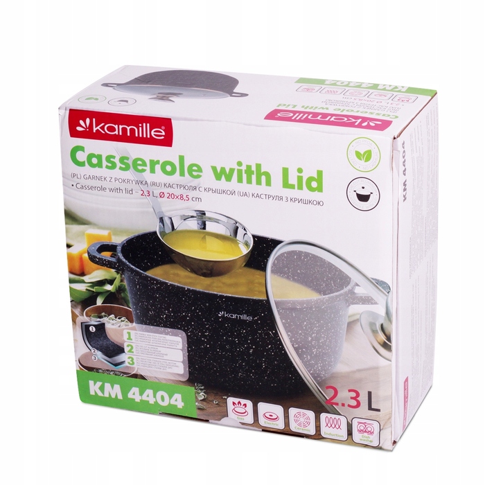 Каструля Kamille з мармуровим покриттям та кришкою, 2.3 л