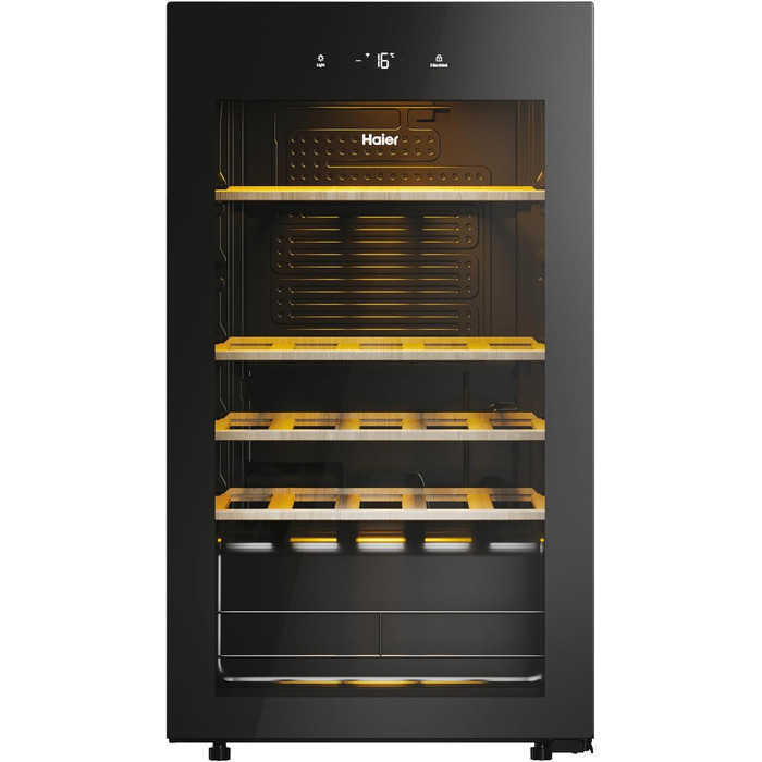 Haier 34 Bottle Wine Refrigerator - 1 Zone Wine Cooler with UV Glass Door, Wi-Fi & Touch Display