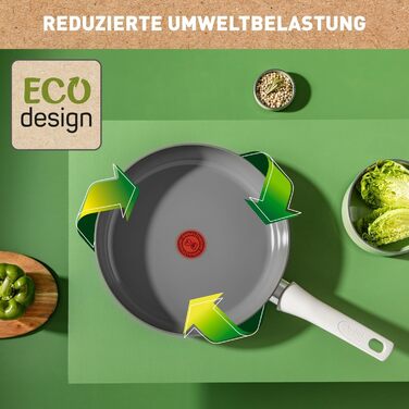 Сковорода Tefal Renew On 24 см з керамічним покриттям, сіра - для всіх плит, включаючи індукційні. Екологічна, перероблена