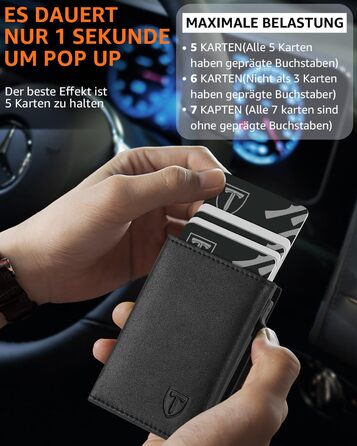 Чоловічий гаманець - тонкий з магнітною застібкою, відділенням для монет, захистом RFID, віконцем для ID, шкіряний, чорний (Tee-5)