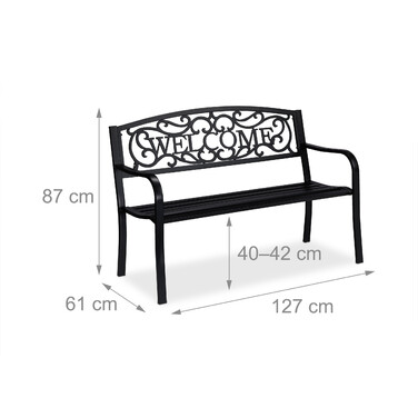 Relaxdays Metal Garden Bench Welcome