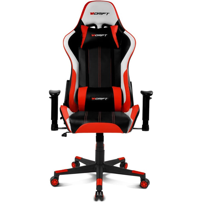 Ігрове крісло DRIFT DR175RED, екошкіра, 2D підлокітники, клас 4, чорний/червоний