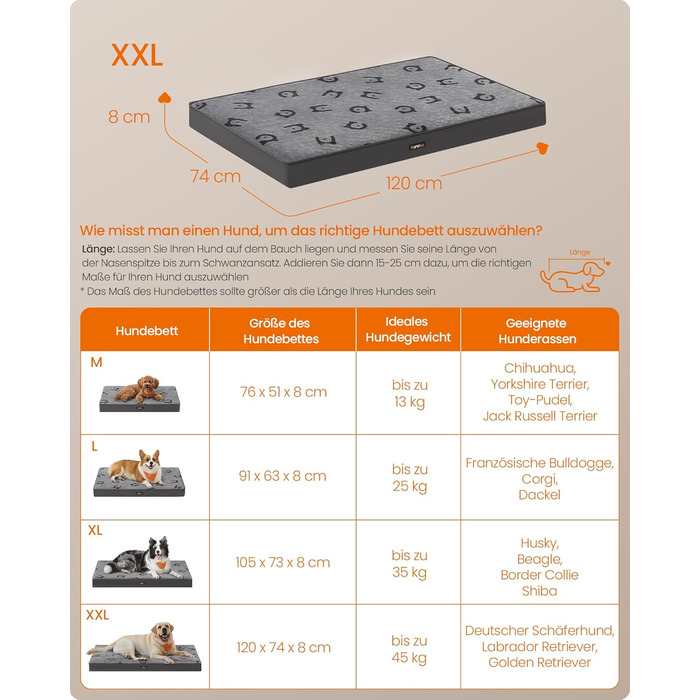 Крізь для собак Feandrea, розмір M, 76 x 51 x 8 см, водовідштовхувальний, знімний килимок, сірий, для маленьких та мініатюрних собак