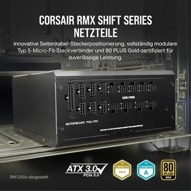 Блок живлення Corsair RM1000x Shift 1000W, ATX 3.1, PCIe 5.1, 80 Plus Gold, повністю модульний, чорний