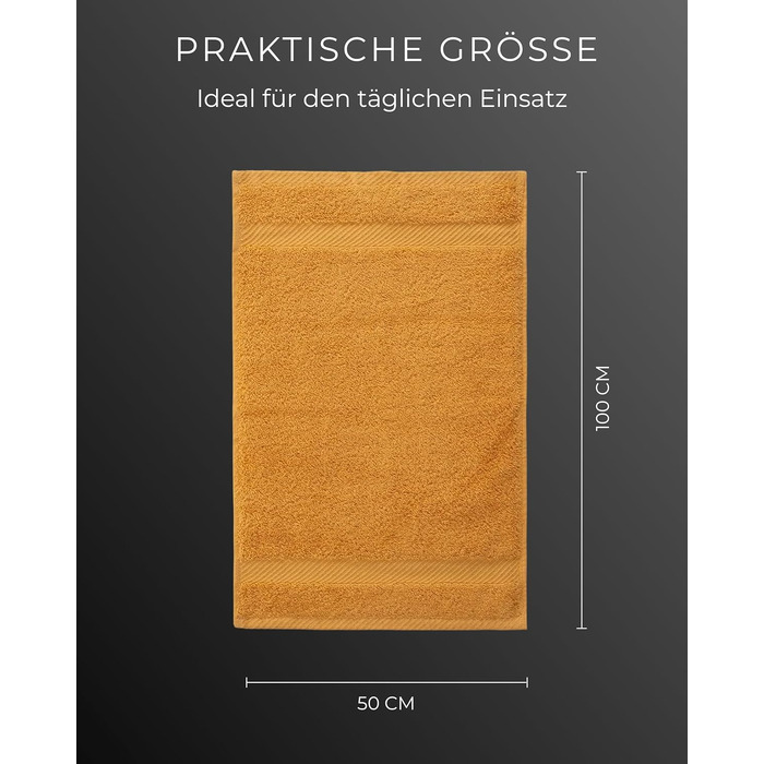 Набір махрових рушників 50x100 см, 10 шт, 100% бавовна, 600 г/м², Oeko-TEX, золотий колір