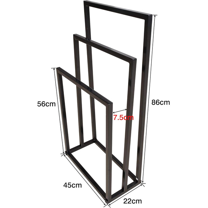 Підлогова сушарка для рушників з 5 полицями, чорного кольору (3-T)