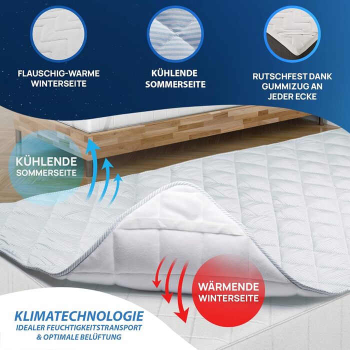 Наматрацник LILENO HOME 140x200 см TopCool® літній та зимовий, товщина 1 см, для ортопедичних та пружинних матраців, топер для ліжка