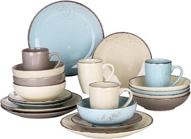Набір керамічного посуду Vancasso NAVIA (16 предметів) для 4 осіб, набір посуду з тарілок, салатників та мисок, кераміка, природа