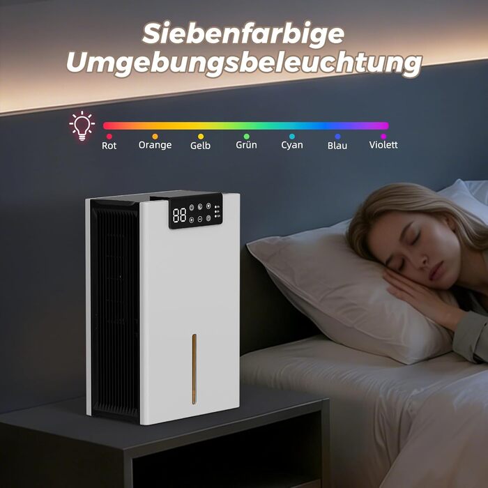 Електричний осушувач повітря 12L/день з цифровим дисплеєм вологості, тихий, з автоматичним розморожуванням, режим сну, проти вологи та плісняви, для спальні та ванної кімнати