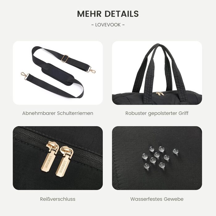 Сумка-мішок LOVEVOOK для подорожей, клініки, пологового будинку, ручної поклажі, 52x38x25 см, 50 л, з відділенням для взуття та косметичкою, бежевий