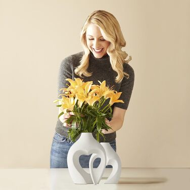 Керамічні вази у формі серця, 2 шт. Матові вази для декору столу, весілля, їдальні, вітальні, офісу, дому