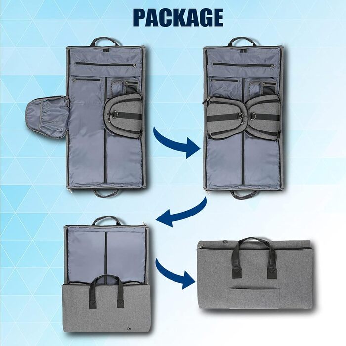 Чохол для одягу Bug Garment Bags 2-в-1, дорожній, сірий, XL, з відділенням для взуття