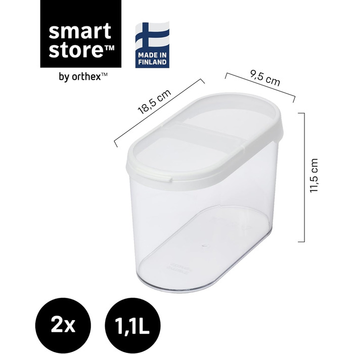 Набір контейнерів для зберігання SmartStore 5 шт. герметичні – пластикові контейнери з кришками, без BPA, для мийки посуду, штабельовані, для кухні – 2x 0.8л, 2x 1.6л, 1x 1.65л + 2 контейнери 1.1л з кришкою