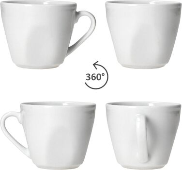 Набір чашок з блюдцями MamboCat Lotta для 6 осіб | Білий порцеляновий набір для сніданку та кави | 6 чашок по 170 мл та 6 блюдець | Елегантний посуд для дому, ресторану, готелю