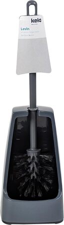 Набір для чищення унітазу Levin, щітка з контейнером, 38 см, темно-сірий