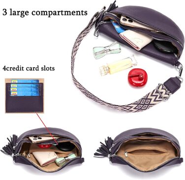 Сумка на пояс жіноча бежева, кросбоді, середнього розміру з відділенням для карт та 2 ремінцями - Lila