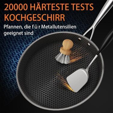 Набір сковорідок Hybrid 26см+28см+30см: антипригарне покриття, для всіх плит, з антинагрівальним ручками, безпечне миття в посудомийній машині та використання в духовці (PZ1)