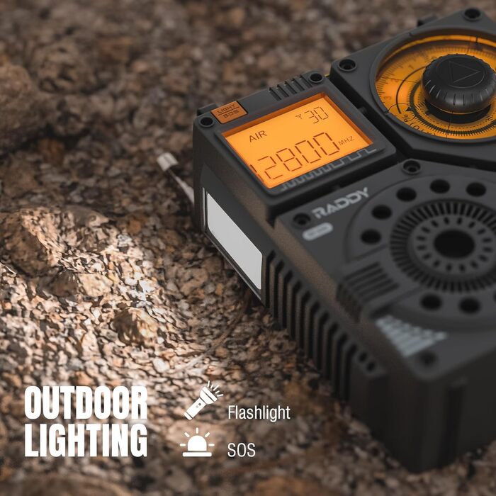 Raddy RF320: Портативне радіо Kurzwellenradio з керуванням через додаток, FM/AM/VHF/SW/AIR, підтримка BT/TF-картки, перезаряджуване, з антеною 3м, навушниками, ліхтариком, SOS, сірий