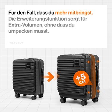 Чемодан Travely з полікарбонату, 77 см, XL, 100 л - міцний валіза з TSA замком та відділом для ноутбука (55x40x23 см), колір: чорний