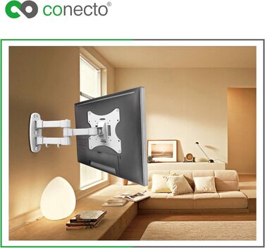 Настінний кронштейн для телевізора 17-42 дюйми (LCD, LED, OLED), поворотний та нахильний, VESA 75x75-200x200, білий, до 30 кг