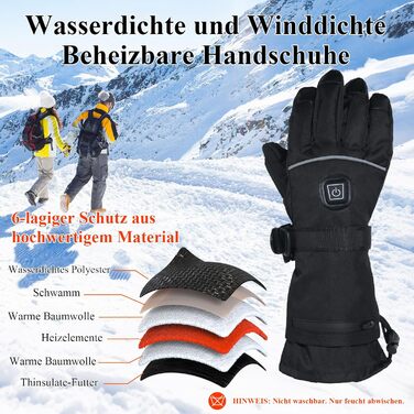 Обогріваючі рукавички Minthouz 5V 5000mAh USB-C з регулюванням температури, водонепроникним екраном та 3 рівнями нагріву - ідеальні для зимових пригод, роботи та спорту