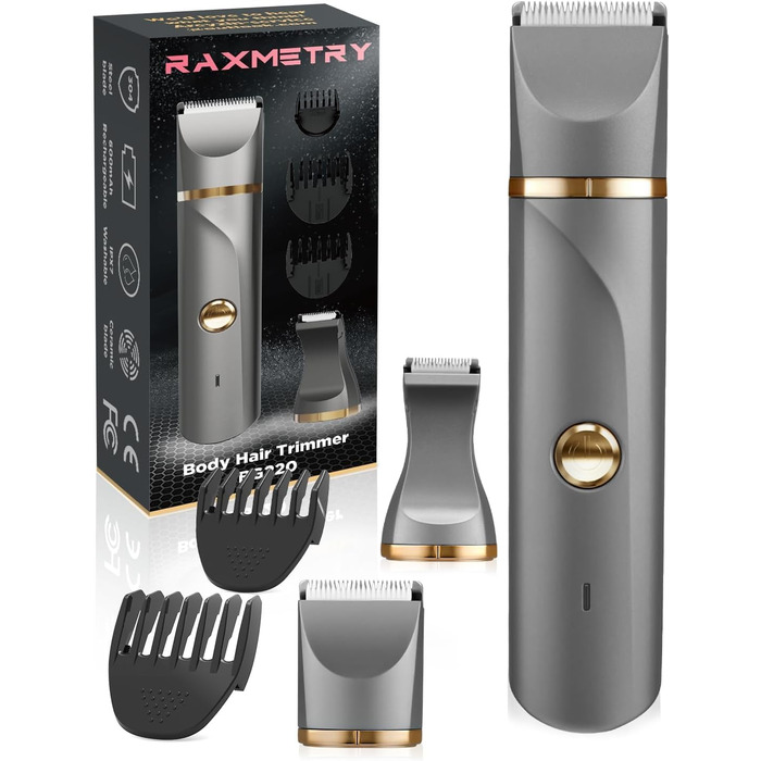 Електричний жіночий тример 2 в 1 Intimrasierer для бікіні та під пазухи, з керамічними лезами, водонепроникний (сірий, золотий)