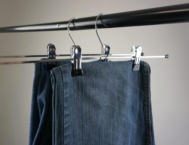 famy.Shop 10-Piece Metal Clothes Hangers Pant Hangers Trouser Clips Non-Slip Rubberized Chrome Plated, approx. 40x11.5cm