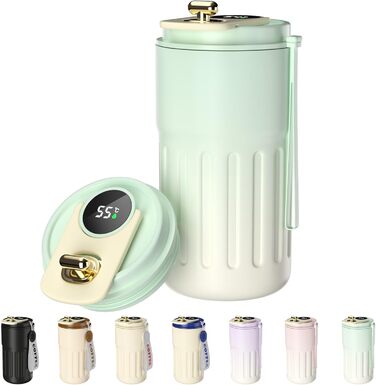 Термокружка для кави HomeAlexa з цифровим дисплеєм, 410 мл, нержавіюча сталь 316, ізольована вакуумна термокружка з кришкою, зелена