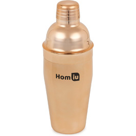 Homiu Stainless Steel Cocktail Shaker Set (550ml) with Rainbow Design, shimmering stainless steel, 5-piece: strainer, 2 jiggers (15/30ml) (Gold)