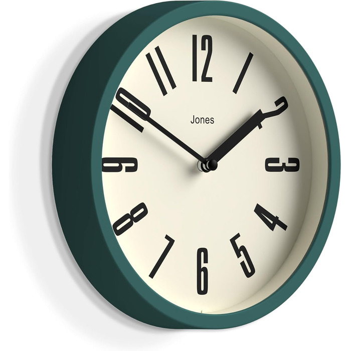 JONES CLOCKS® Hot Tub Wall Clock | Small Retro Round Clock | 20cm | Easy-to-read numbers | Ideal for kitchen, office, kids' room or any small room (Dark Green)