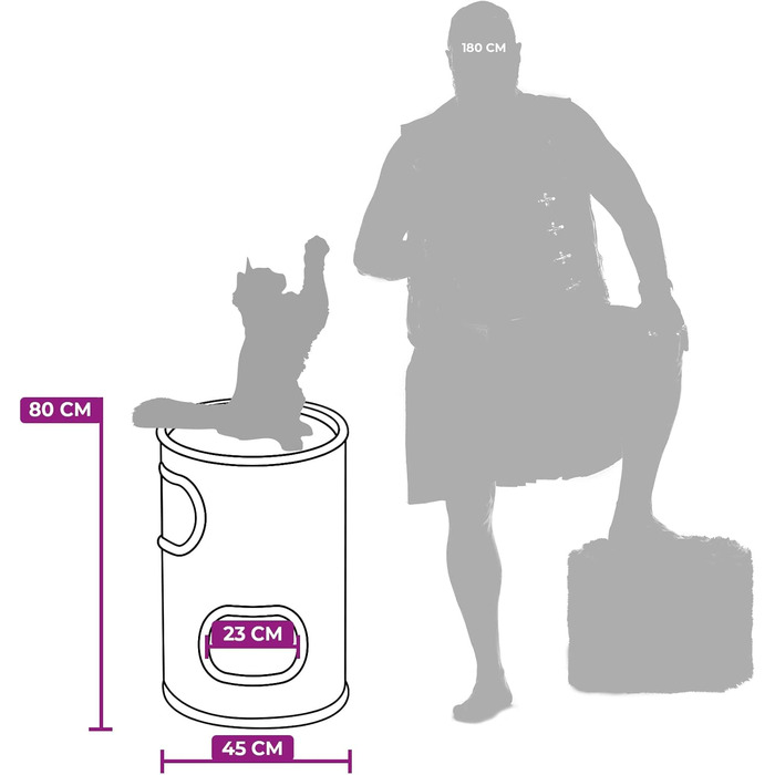 Кігтеточка Petrebels Dome, 80 см, чорна: стабільна та міцна