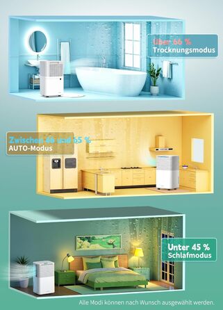 Електричний осушувач повітря 12л/день, сенсорне управління, дисплей, таймер, для дому та сушіння білизни, білий