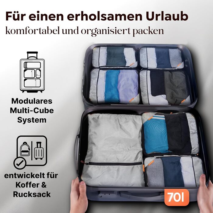 Набір кубиків для пакування з компресією для валізи та рюкзака, 3 шт, Alpine Slate (сірий)