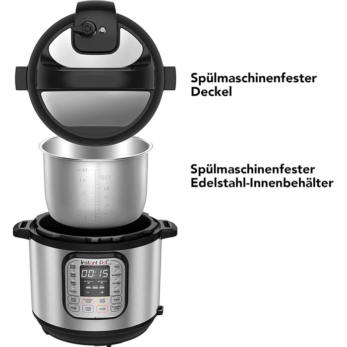 Instant Pot Duo 80 Electric Multi-Cooker 1200W, 7.6L, Stainless Steel - Pressure Cooker, Slow Cooker, Rice Cooker, Sauté Pan, Yogurt Maker, Steamer, and Sterilizer, Silver Duo 7.6 Liter