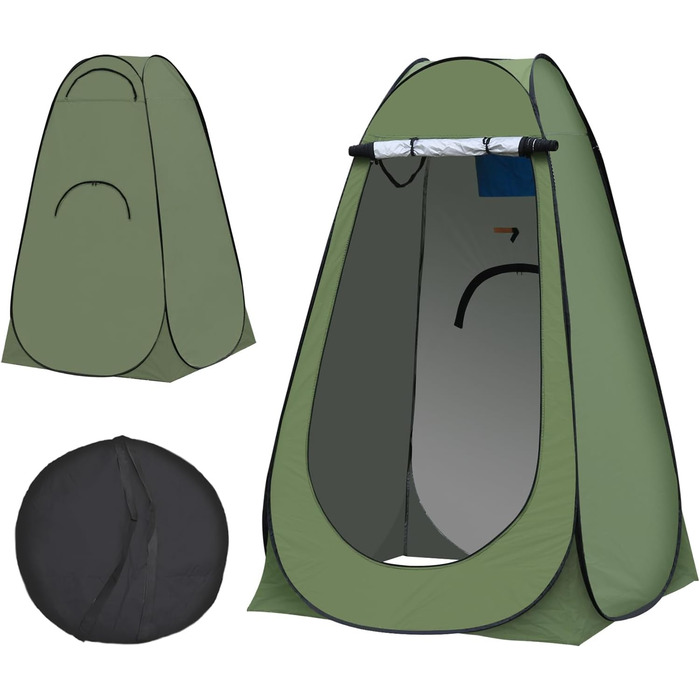 Намет для туалету та душу TUKAILAI для кемпінгу, Pop-Up, 150x150x190 см, зелений