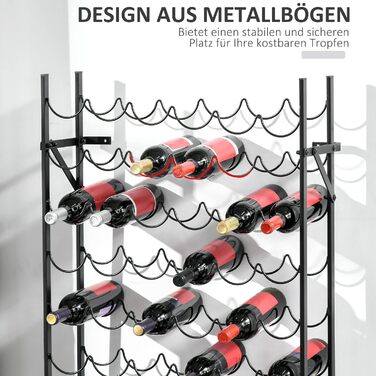 Homcom Wine Rack Wine Stand Bottle Rack 60 Bottles Wall Mount Metal Black