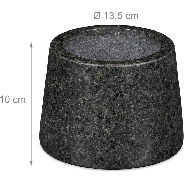 Гранітний ступка з толуштою Relaxdays для спецій та трав, 13.5 см, темно-сірий (антрацит)