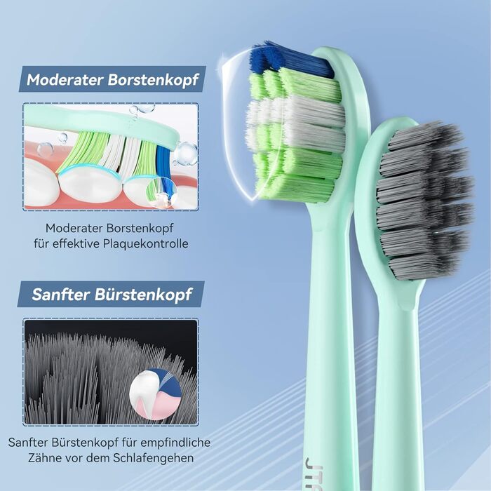 Електрична звукова зубна щітка JTF з 6 насадками 40000 VPM, 5 режимів, IPX7, таймер 2 хв, зелена