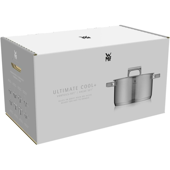 Каструля WMF Ultimate Cool 16 см без кришки, 1,4 л, Cromargan® нержавіюча сталь, без покриття, для індукційних плит, з внутрішньою міткою об'єму, придатна для миття в посудомийній машині