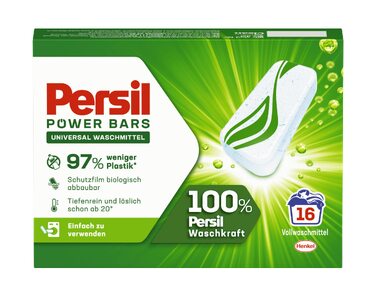 Капсули для прання Persil Power Bars Universal, універсальний засіб для прання, 45 завантажень, екологічна упаковка, 272 г