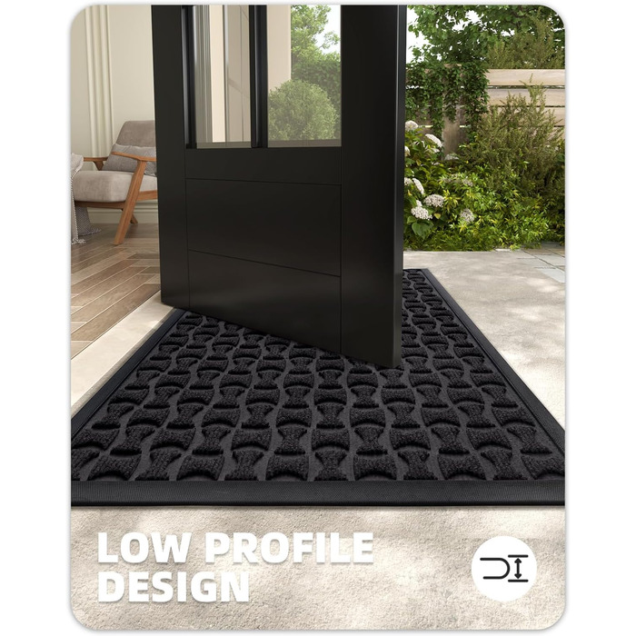 Килимок для дому та вулиці, чорний, 44x76 см - антиковзаюче покриття для входу, порогу, тераси