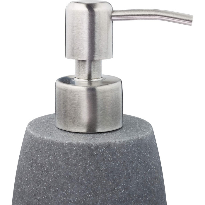 Дозатор мила Relaxdays 300 мл, наповнюваний, для ванної/кухні, сірий, полірезин, нержавіюча сталь