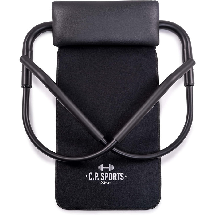 C.P. SPORTS AB Roller - Abdominal Trainer | Professional Ab Roller with Headrest & Mat for Abdominal Muscle Training & Fitness | Steel pipe black - foldable - space-saving for abdominal workout at home