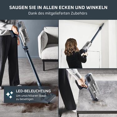 Бездротовий пилосос Rowenta X-Pert 6.60: акумуляторний, 100W, 45 хв роботи, без мішка, LED-насадка, легкий, 0,55 л, насадка для щілин, кріплення, чорний, RH6831EO (сірий/срібний)