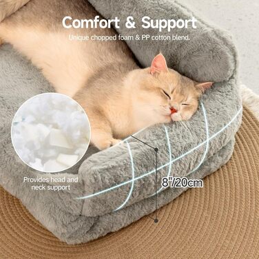 MEWOOFUN Cat Cave Cat Bed for Indoor Cats, Cute Kitten Bed Pet Sofa with Removable, Washable Cover and Anti-Slip Bottom for Small Dogs (White, ) (M, Gray)