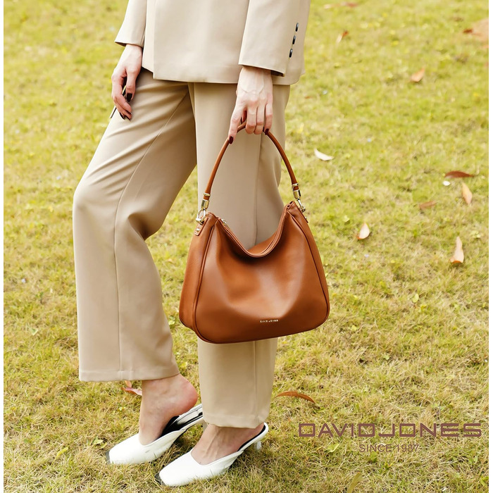 Сумка жіноча David Jones Hobo середнього розміру, чорна - м'яка екошкіра, сумка-шопер з довгими ручками, повсякденна